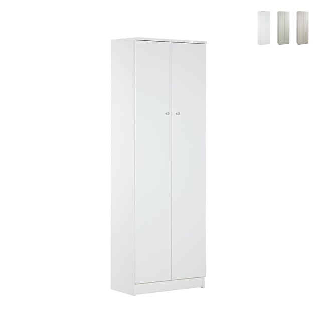 Armadio mobile multiuso ingresso 2 ante 4 ripiani soggiorno Mainz - Bianco