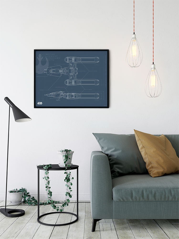 Poster d'art de Komar - Star Wars EP9 Blueprint Y-Wing - Taille: 70 x 50 cm - 3