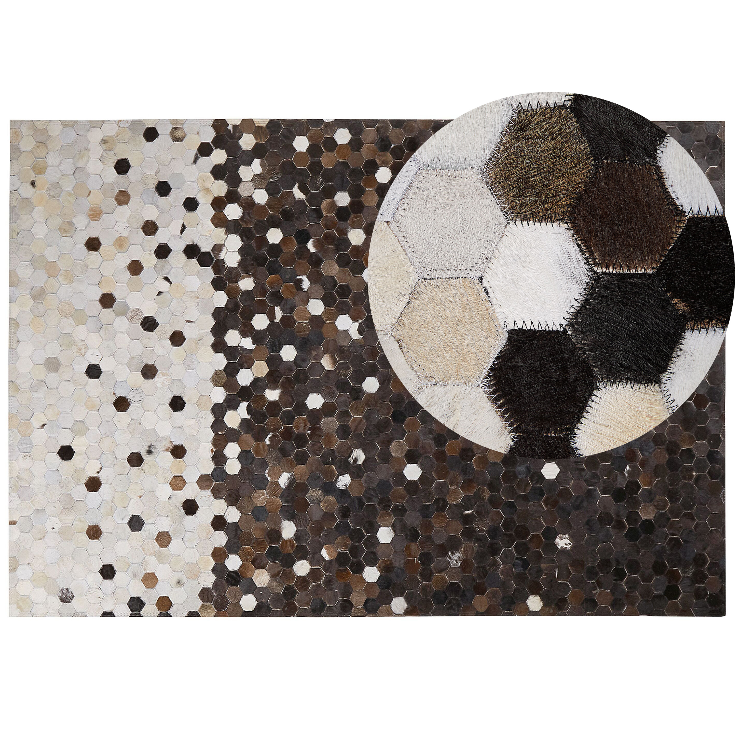 Beliani alfombra de piel de vaca beige claro/marrón 160 x 230 cm eyim