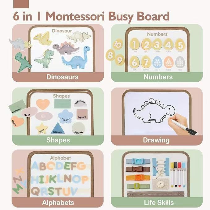 Busy Board Montessori, Jouets Sensoriels, Tableau D'activités en Feutre pour Les Enfants de 1 2 3 et 4 Ans, Puzzle Préscolaires Voyages - 2