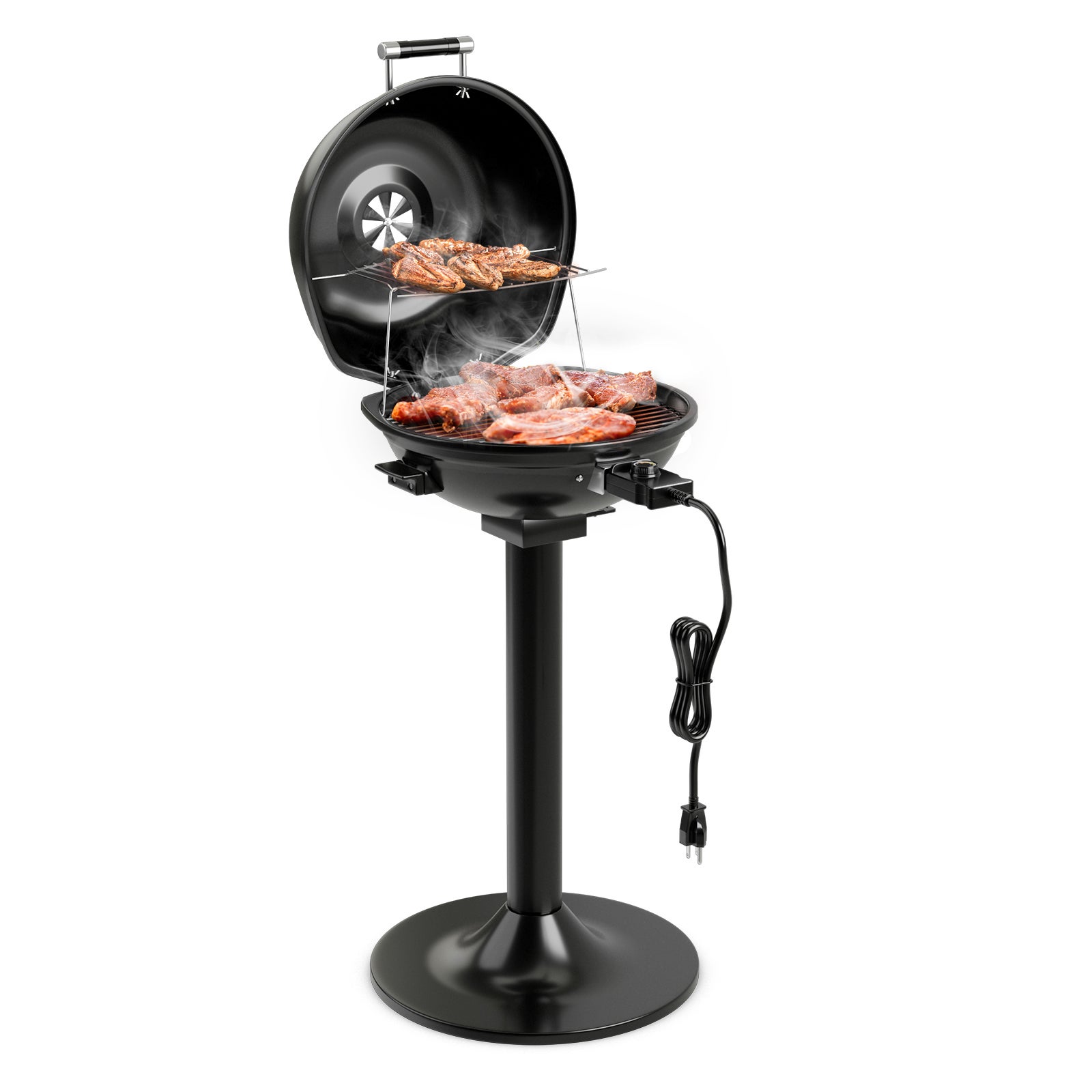 Grill Elettrico per BBQ, Grill Portatile Verticale con Griglia Scaldavivande Rimovibile Antiaderente, Temperatura Regolabile, 1600 Watt Grill - 9
