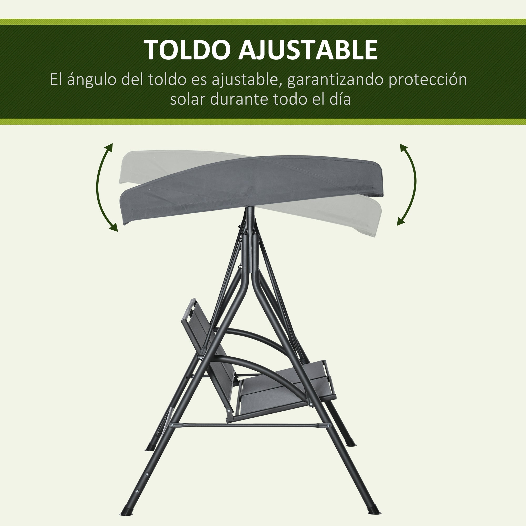 Baloiço de Jardim Outsunny em Aço, Textilene Cinzento Escuro 140x118x162 cm - 4