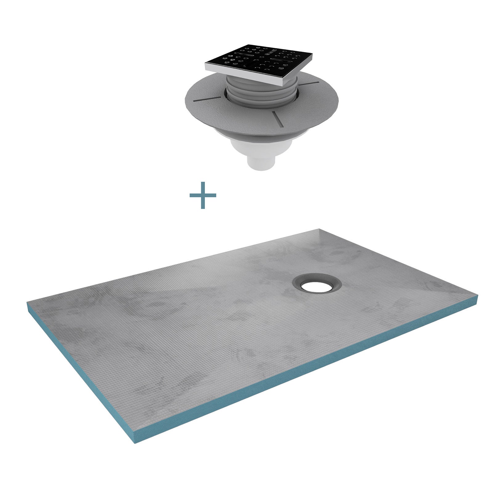Receveur de Douche à Carreler 120x90cm avec Bonde à Sortie Verticale - Grille Noire - 2