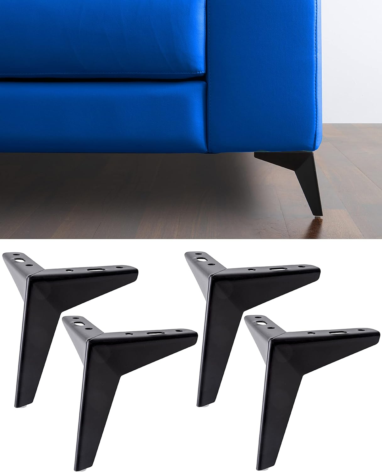 Picioare de mobilă Jazz, set de 4, metal negru, înălțime 135 mm. Design elegant pentru fotolii și dulapuri. Robuste și stabile. BSFJAZ1VP135Z/50L.