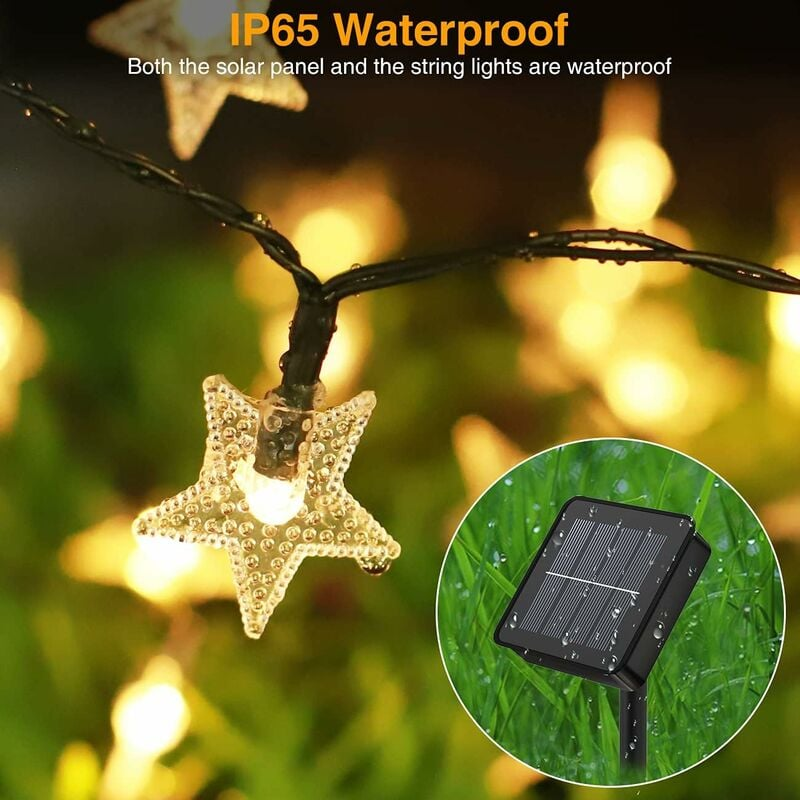 Stringa Di Luci Solari Da Campeggio 10m Con 8 Modalità, Batteria 3600mAh, Telecomando, Impermeabile IP44 - 2