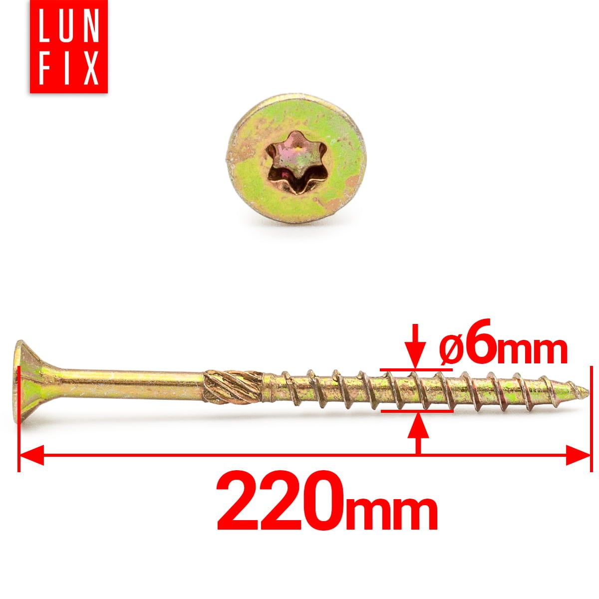Wkręty ciesielskie z łbem stożkowym 6x220mm 1szt. - 2