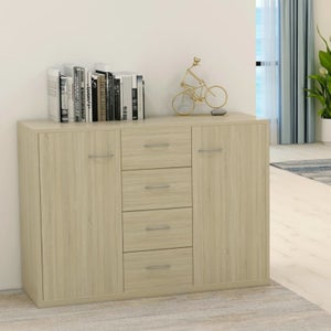 VidaXL Credenza In Truciolato Rovere Sonoma – 104x35x70 Cm – Con 2 Cassetti E 2 Ante – Stile Industriale - 3