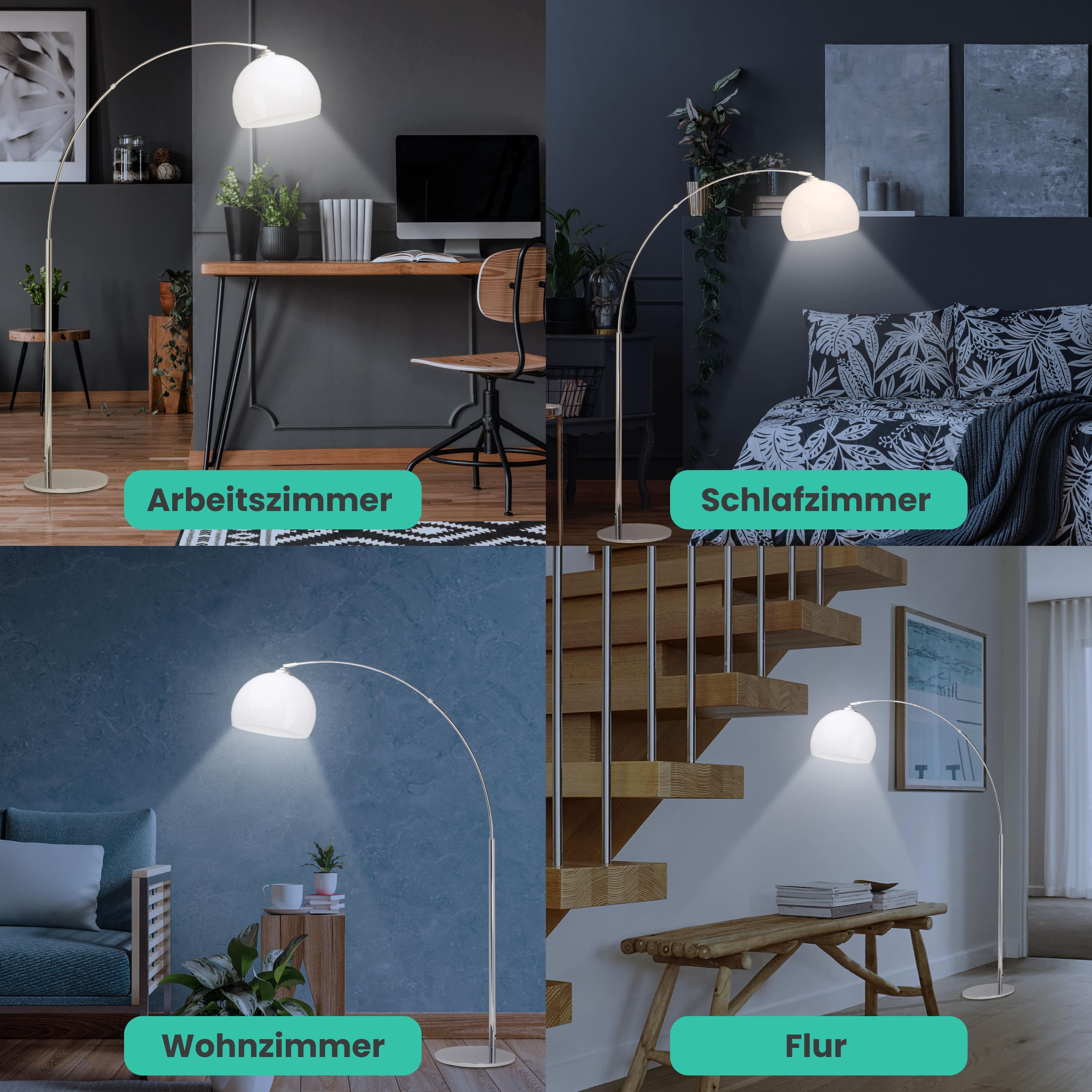 Lampa podłogowa Brilliant Vessa regulowana biała nowoczesny design - 6