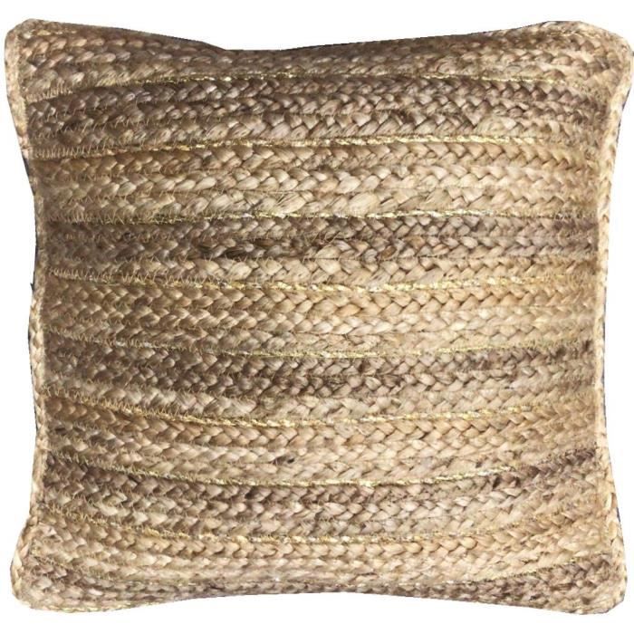 Coussin jute et lurex or 45x45 - 2