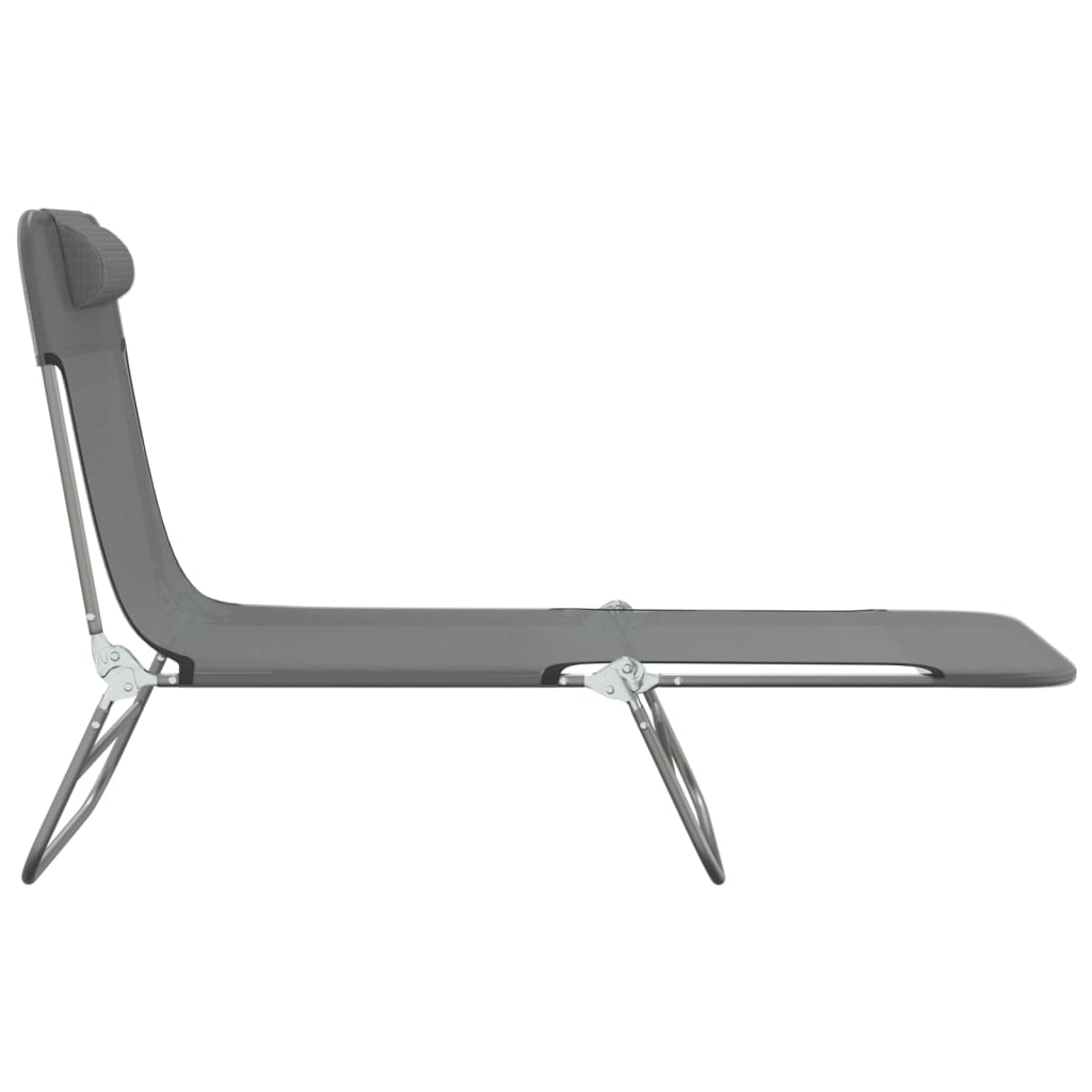 Lot de 2 Chaises longues | Bain de soleil | Transat de relaxation pliables gris textilène et acier CFW599823 - 5