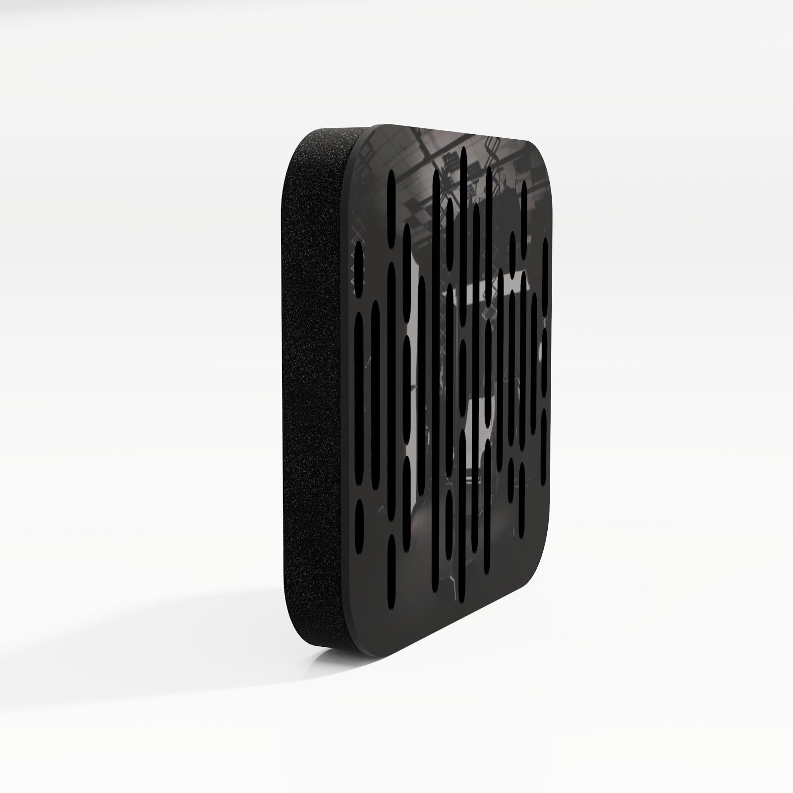 Lot de 8 Mini-Panneaux acoustiques insonorisants WAVE-D 23x23x3 cm - 0,42 m² surf.totale -Plastique perforé et mousse acoustique -Noir brilliant - 3