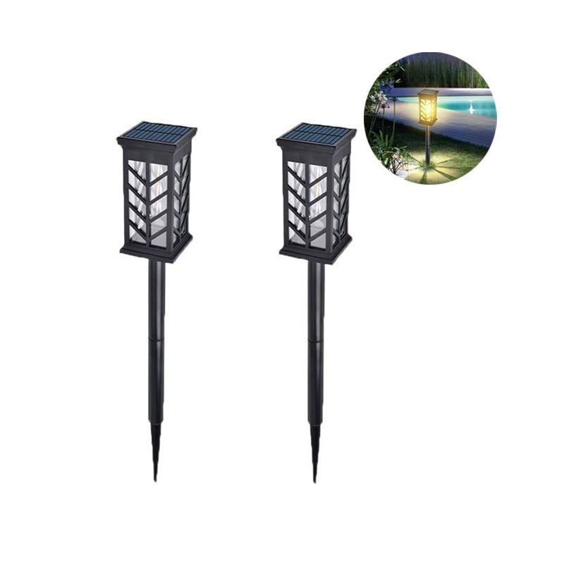 Zestaw 2 solarnych lamp ogrodowych, do wbijania w ziemię, wodoodporne, ciepłe światło, idealne do willi i oświetlenia krajobrazu.
