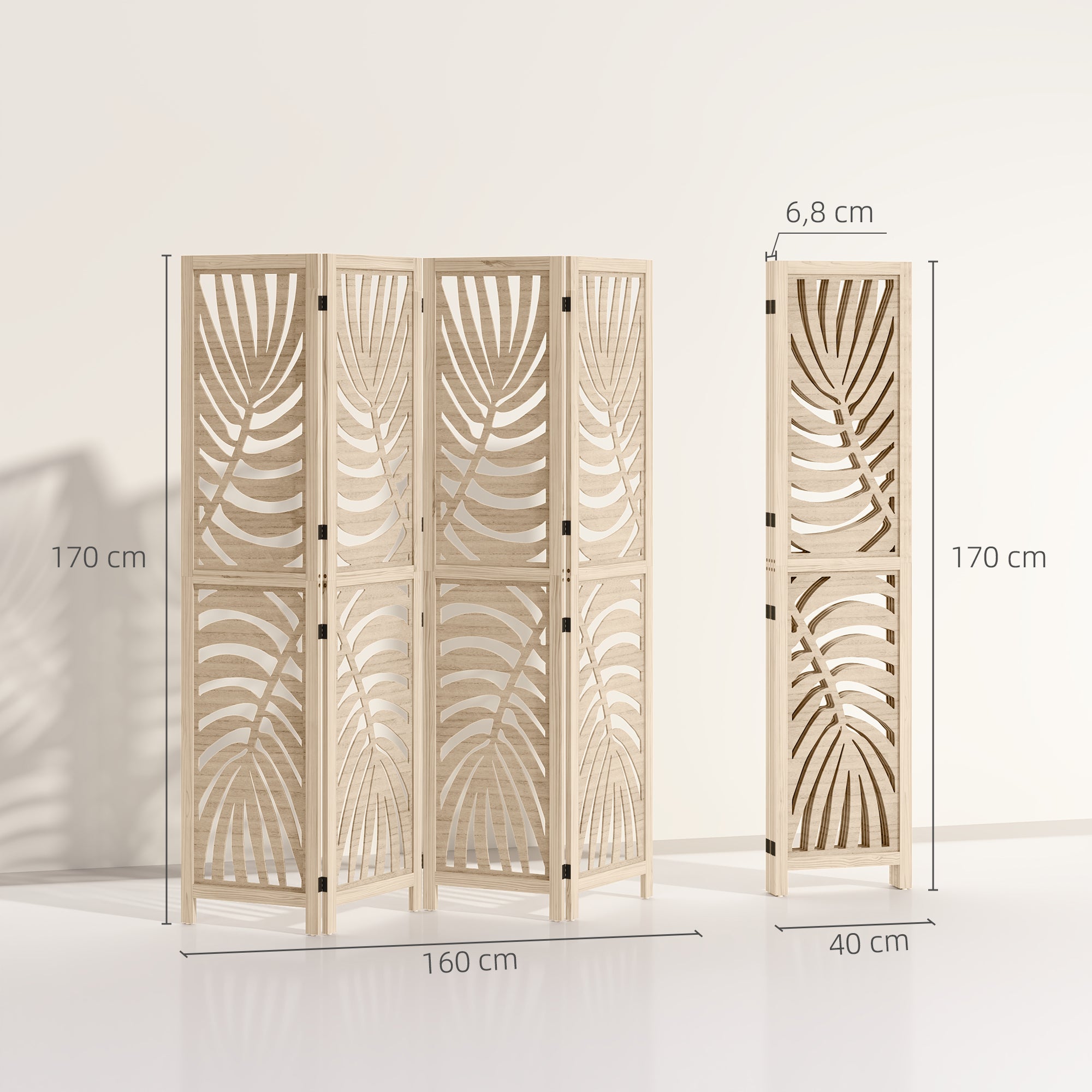 Paravent interieur Bois de paulownia HOMCOM - 3