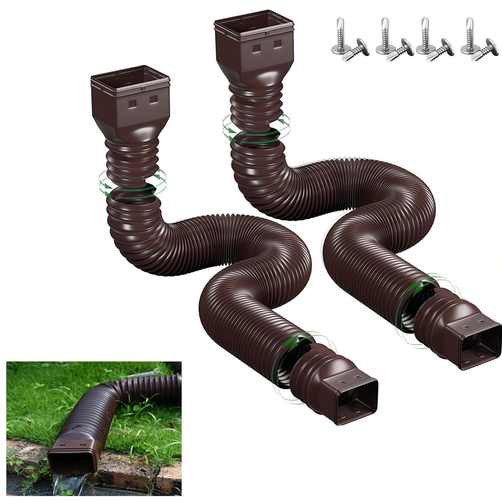 Lot de 2 rallonges de gouttière flexibles, rallonges de canalisation ...