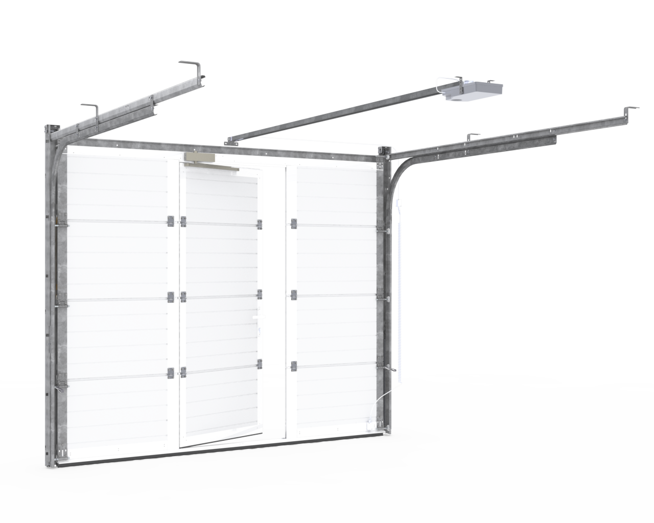 Porte de garage WICKET Sectionnelle | H.200 x L.240 cm | Avec portilon intégré | Prémontée | Blanc | Moteur LIFE | Motorisée - 4