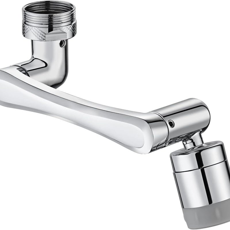 Przedłużka do kranu, obrotowa przedłużka do kranu z aeratorem 1440, 2 tryby przedłużki do kranu do zlewu kuchennego, srebrna