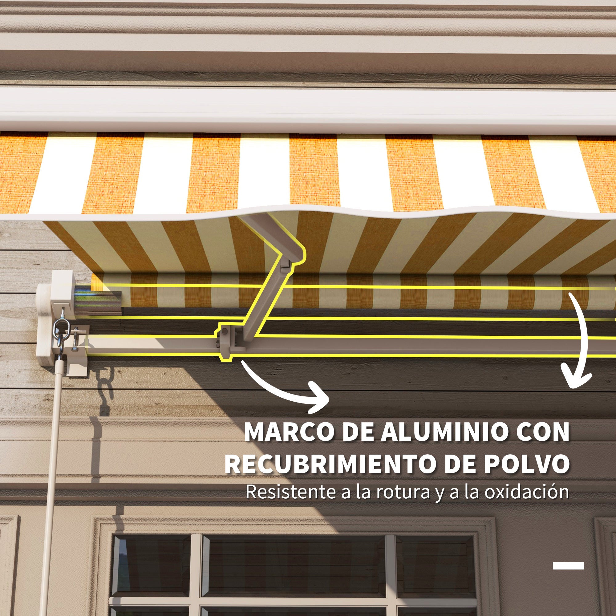 Toldo Manual Retrátil Outsunny em Poliéster e Alumínio Laranja 295x245x151,5 cm - 6