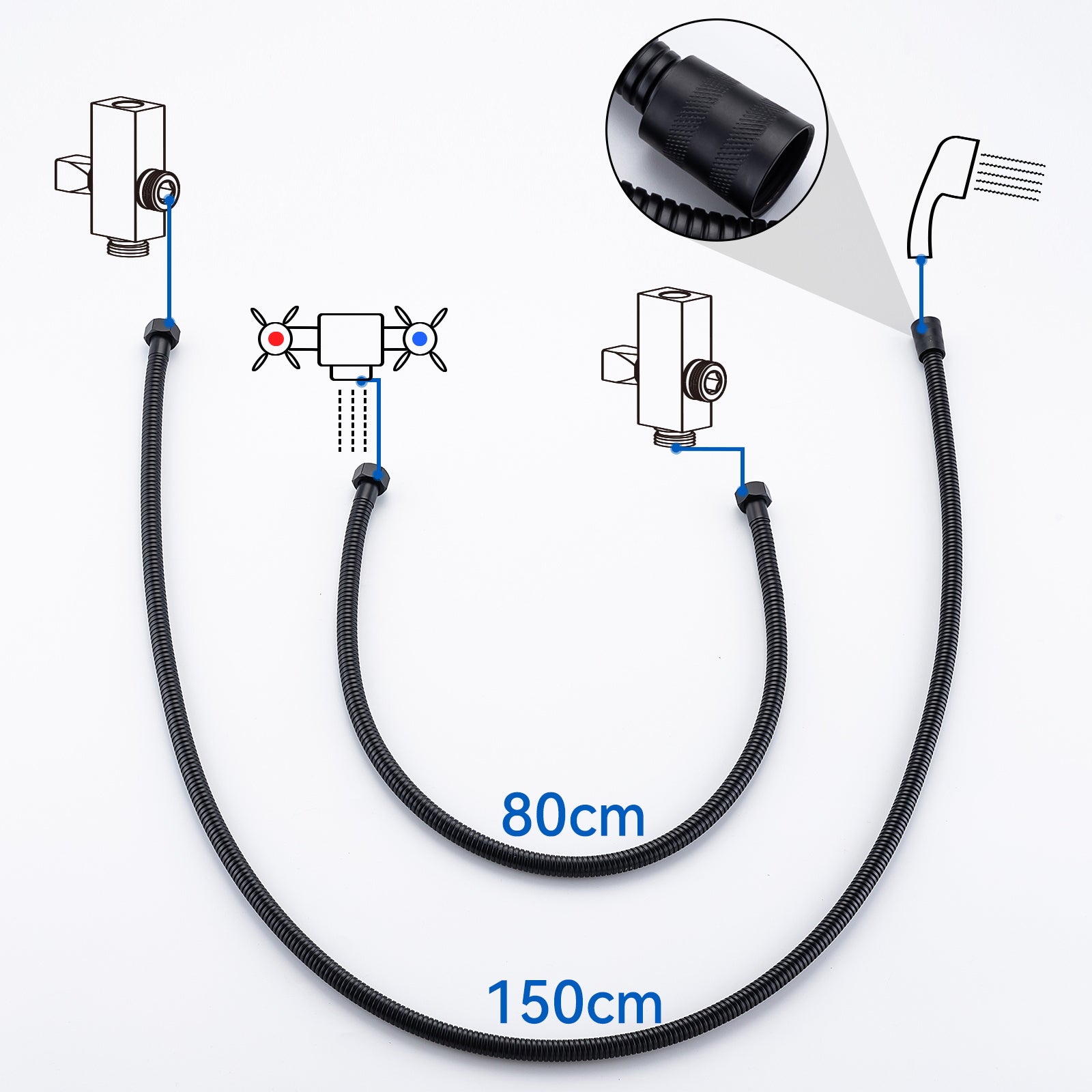 Colonne de Douche Noir Sans Mitigeur Système Douche avec Douchette à Main/Tête Douche de 10 Pouces Hauteur Réglable 690-1130 mm Salle Bain,EU Modèle - 7