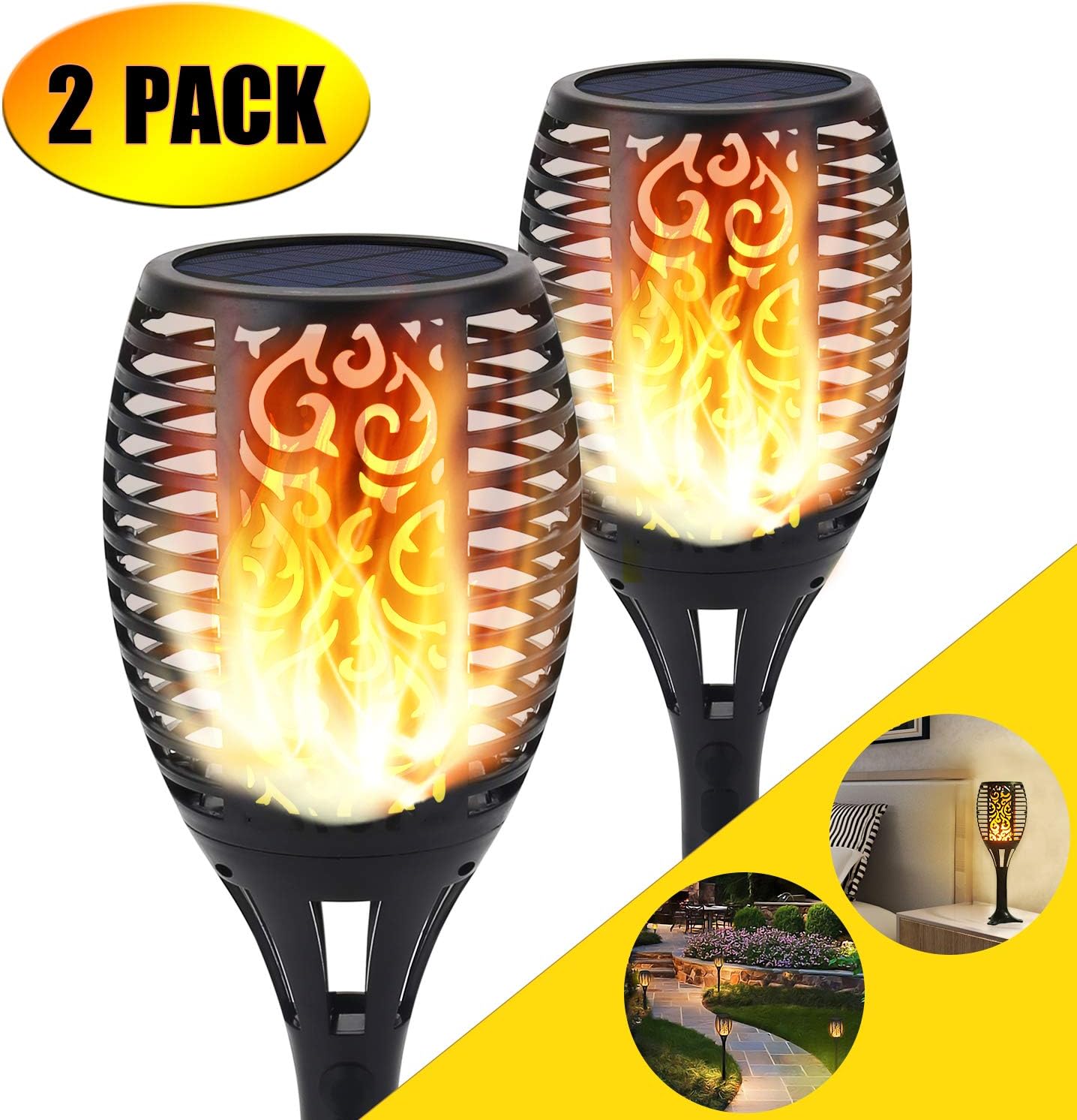 Lot De 4 Lampes Torches LED Effet Flamme - USB - Avec Télécommande - Veilleuse D'ambiance