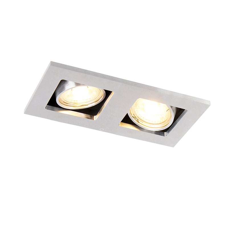 Set di 6 faretti da incasso rettangolari in alluminio a 2 luci - Qure - 2