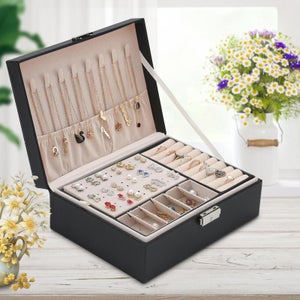 V-Lafuylife - Portagioie A 4 Strati Con 3 Cassetti, Organizer In Pelle PU Bianca, 23,3x19,2x16,3 Cm, Con Ganci Per Collane