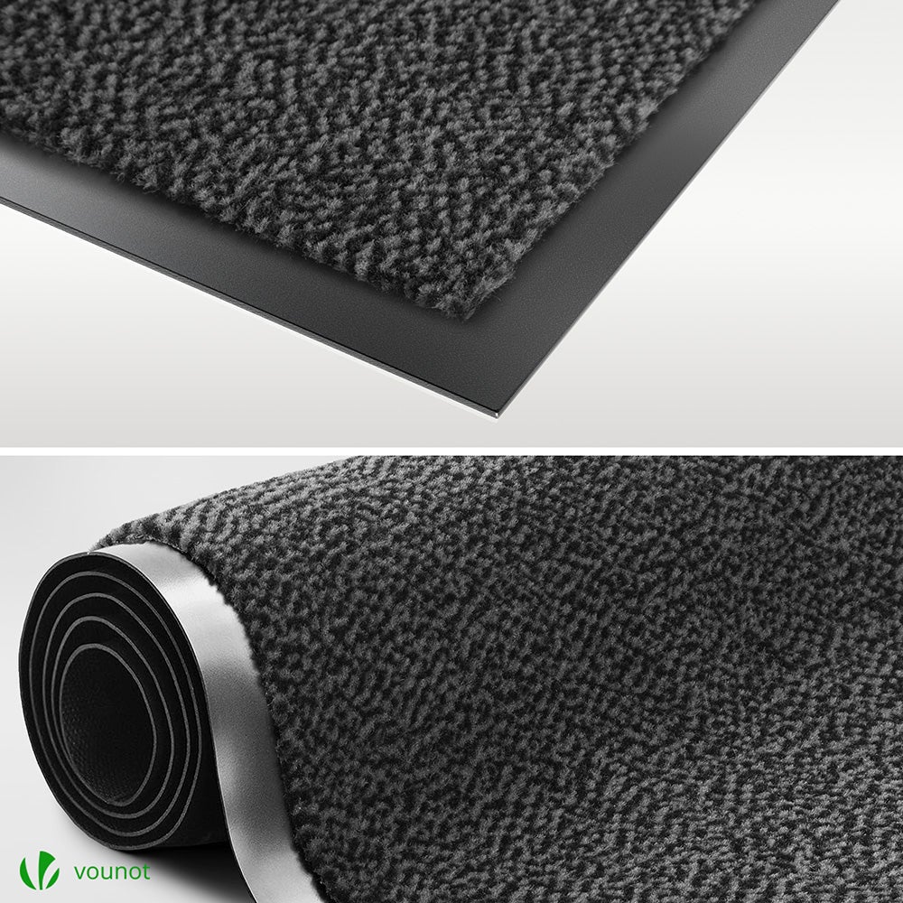 Tapis de porte paillasson d'entrée 60x90cm - antidérapant antipoussière imperméable lavable - gris-noir - VOUNOT® - 6