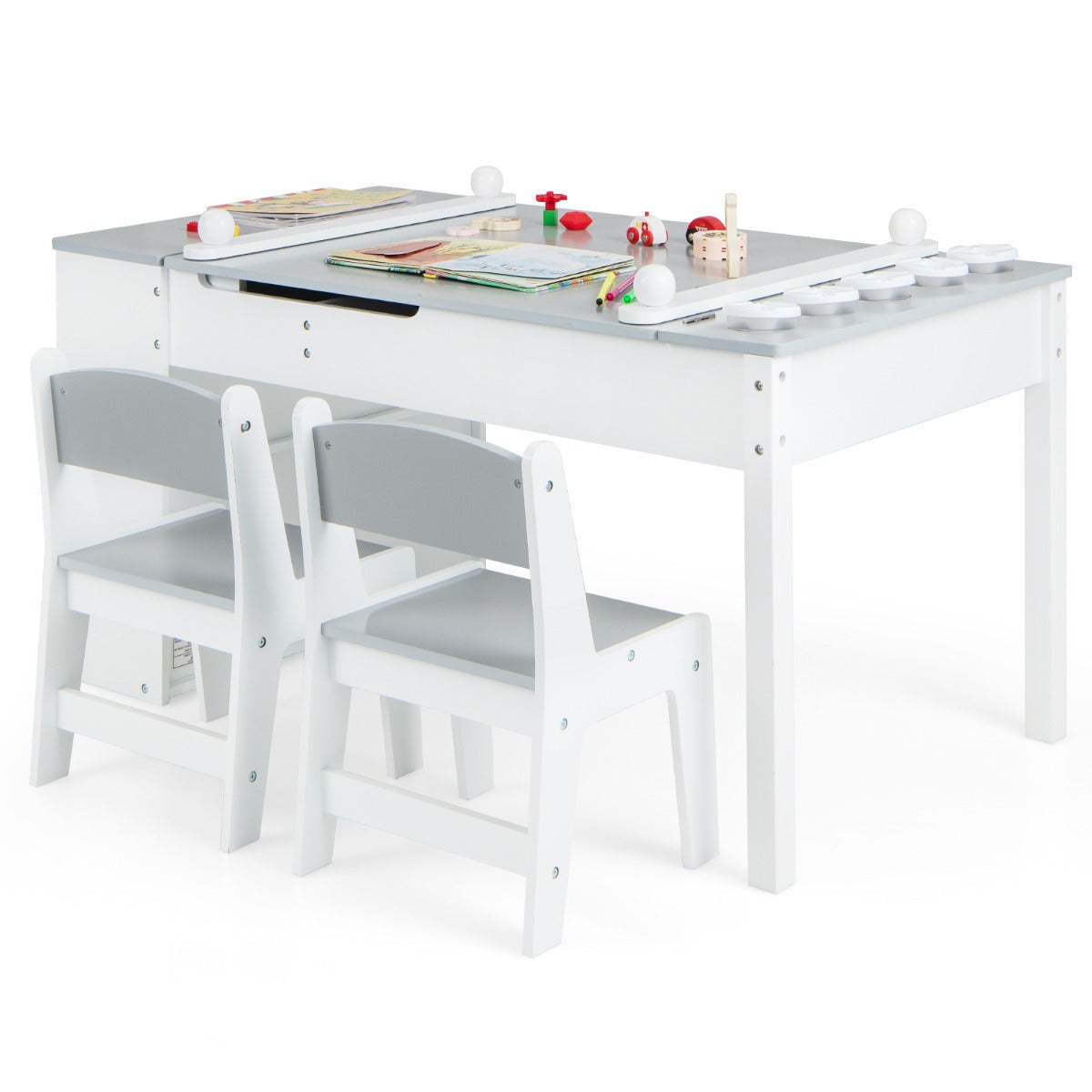 Mesa de arte elevable y 2 sillas para niños, juego de mesa de ...