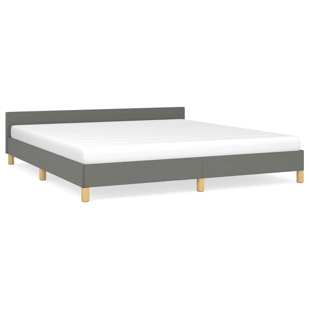 Cadre de lit sans matelas gris foncé 180 x 200 cm tissu - 2