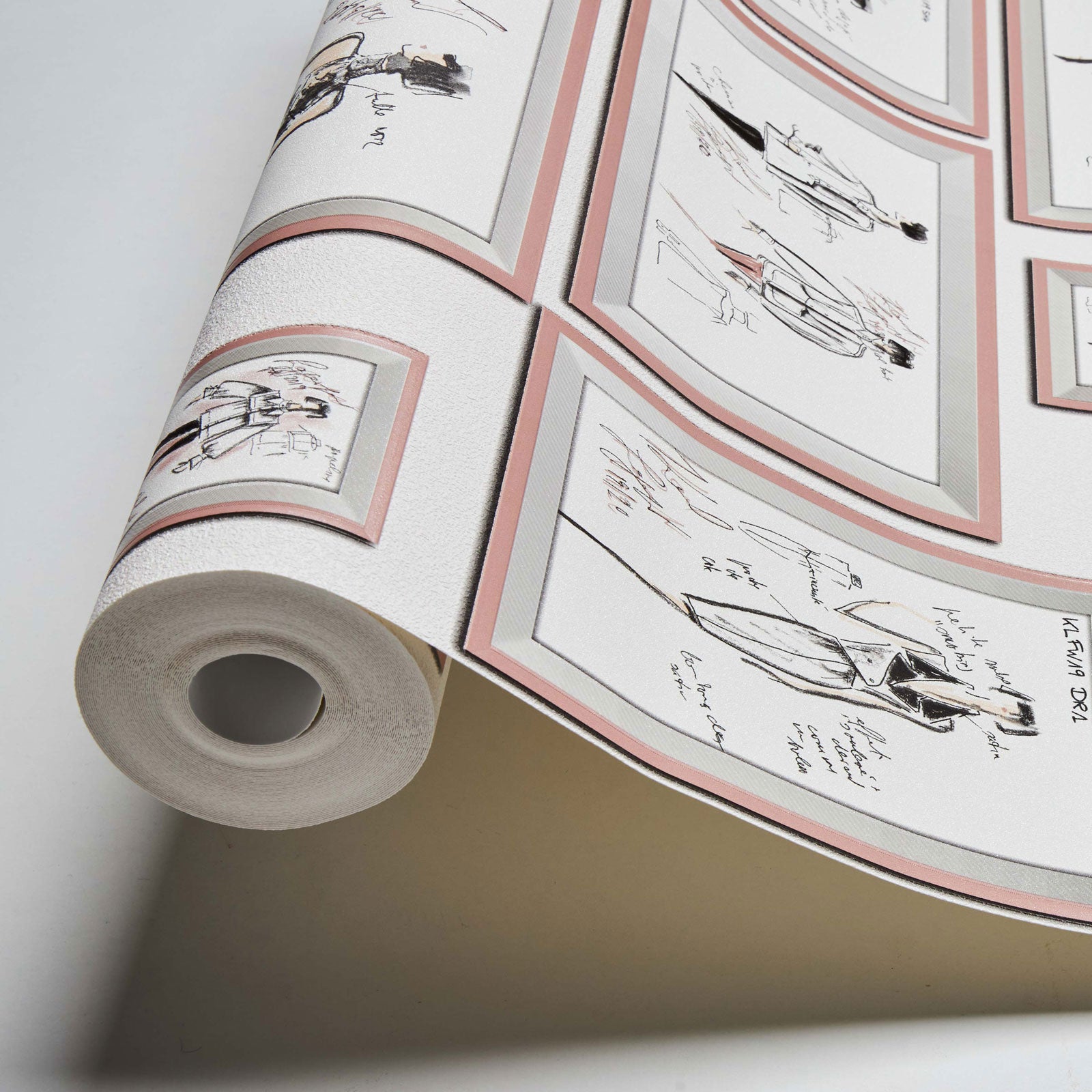 Papel pintado estampado con detalles rosas papel pintado vinílico para interior elegante papel pintado con dibujos de bocetos originales