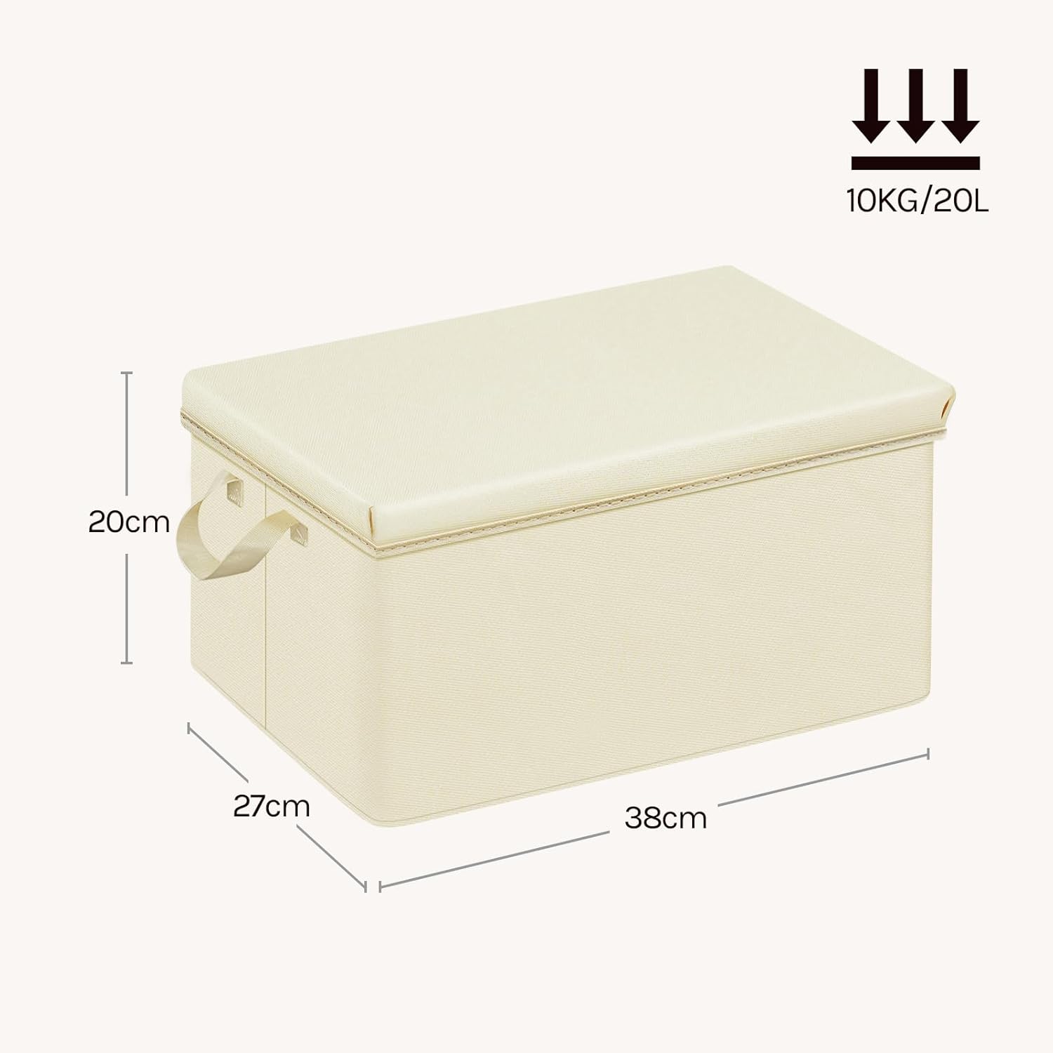 Lot de 6 Boîte de Rangement WOLTU, 38x27x20 cm, avec Couvercle, Coffre de Rangement en Tissu non Tissé, Pliable, Crème - 4