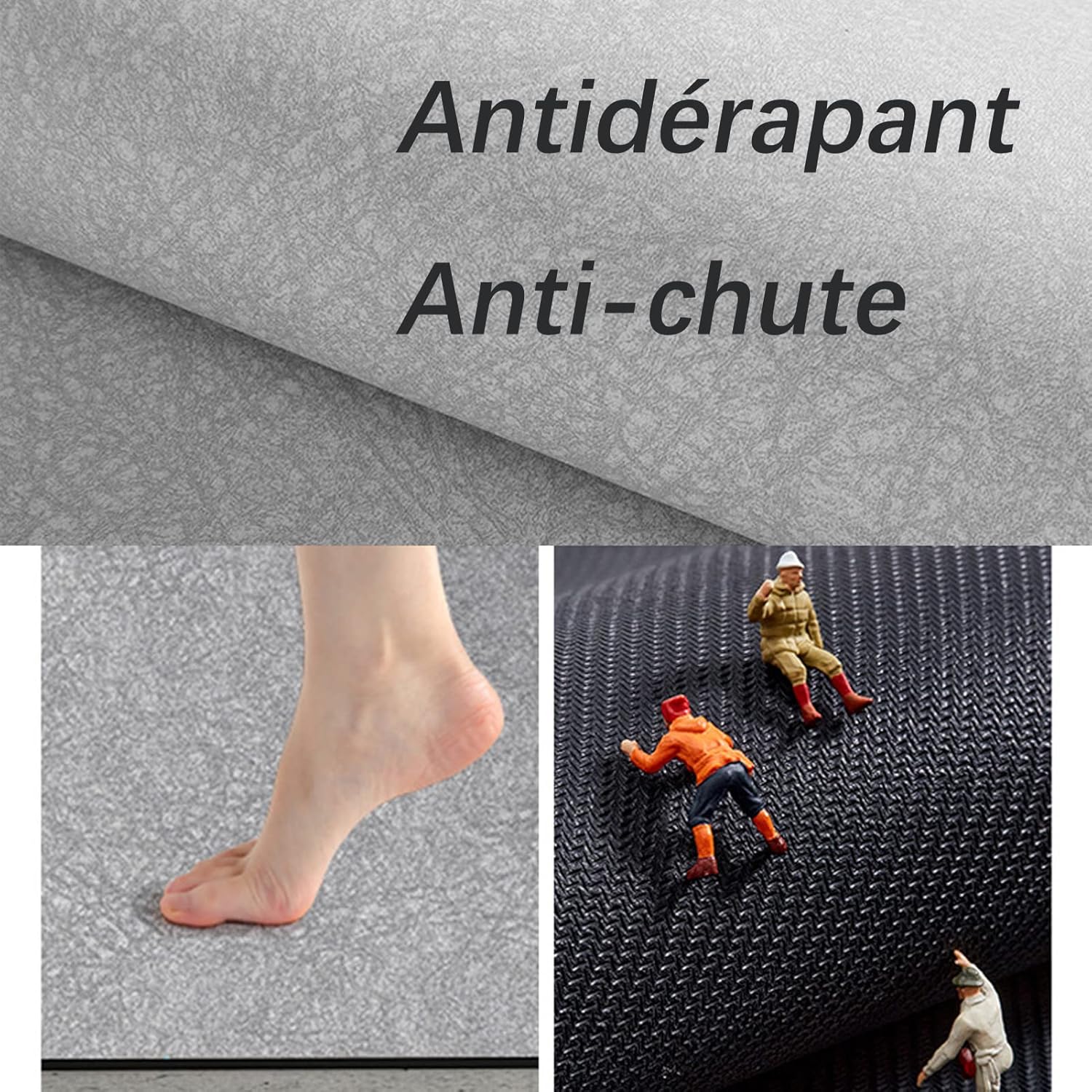 (Gris, 60 * 90) Tapis de Bain Antidérapant Super Absorbant Diatomite Tapis Salle de Bain Microfibre Tapis de Baignoire Tapis de Douche Doux Séchage - 3