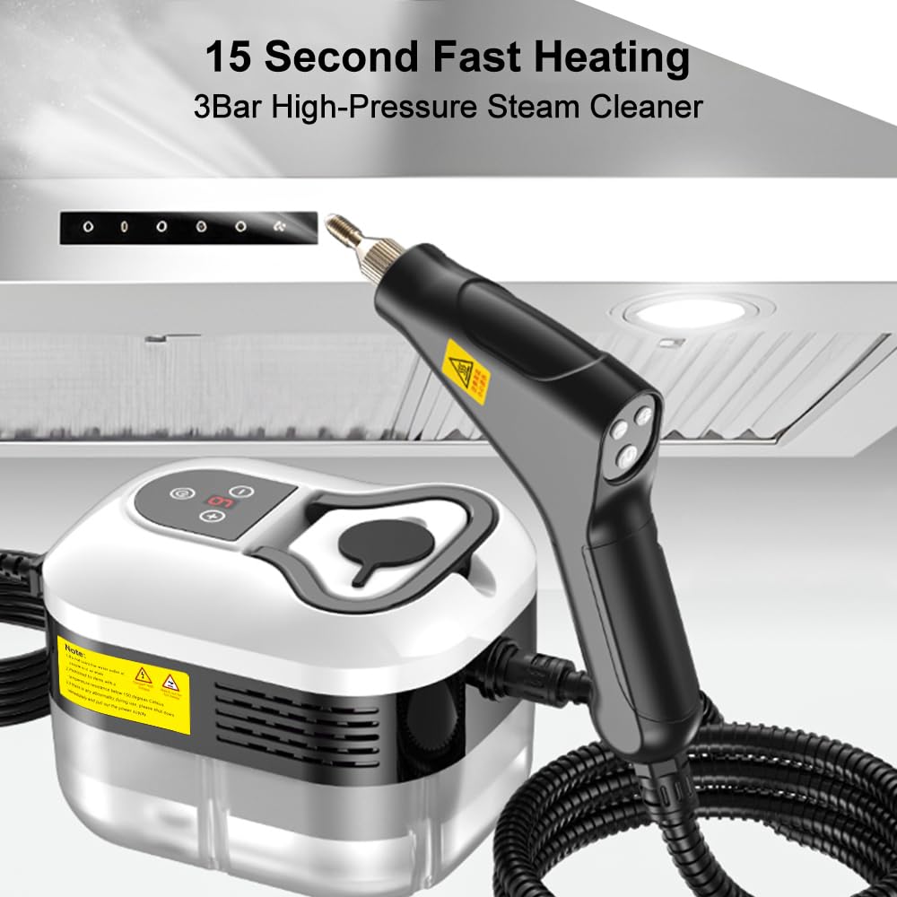 Nettoyeur Vapeur Multifonction 2500W - 6 Niveaux, écran Tactile, 8 Accessoires, Réservoir 1L, Pour Sols, Vitres, Voiture