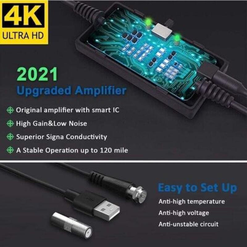 Antenne TV intérieure Réception TNT HD Amplifiée, UHF/VHF, puissante Ménages, amateurs de télévision - 3