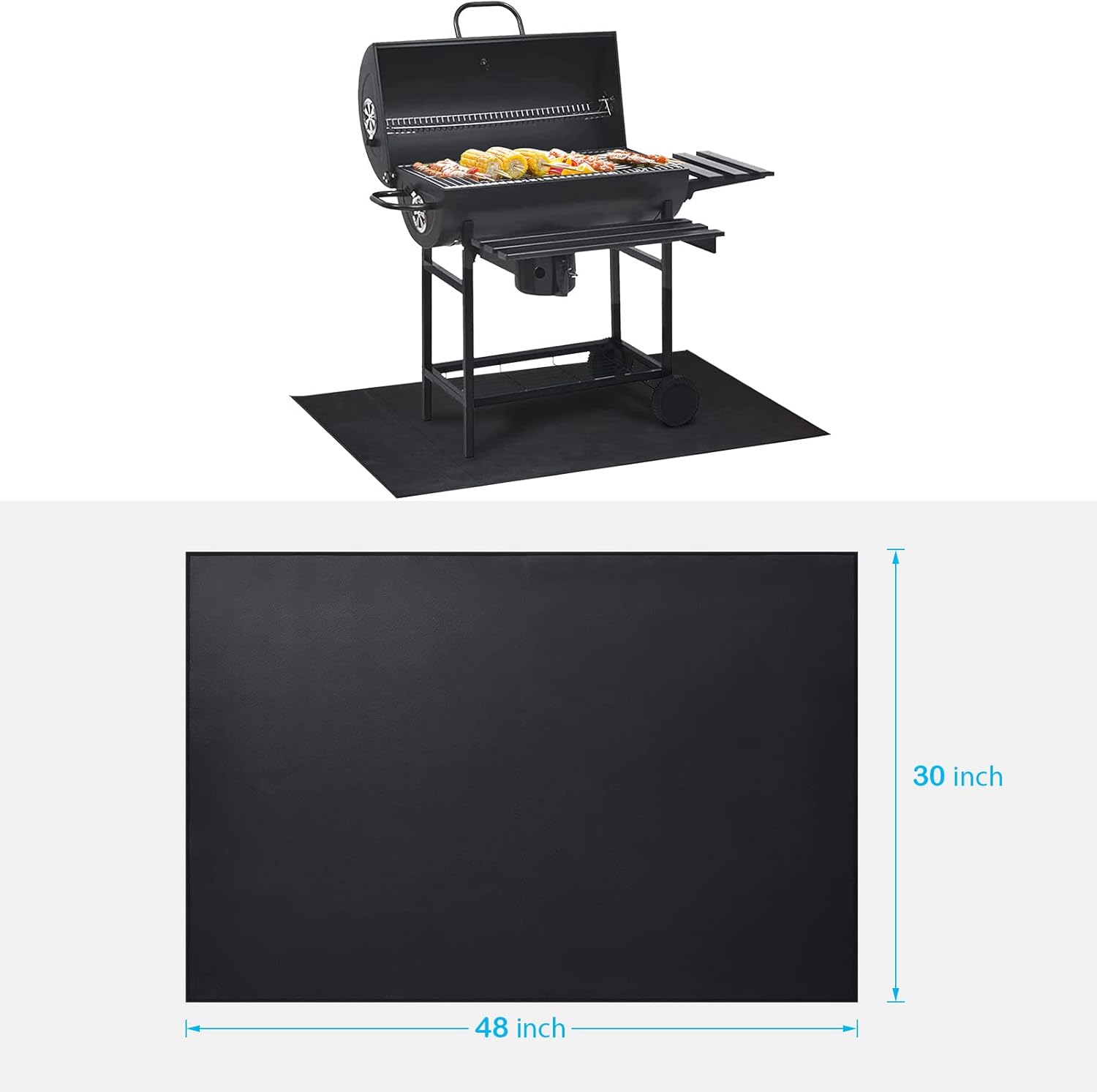 Tapete para churrasco de 122 x 76,2 cm para churrasqueiras a carvão, chapas, defumadores e churrasqueiras a gás. Resistente a óleo e água, e retardant - 2