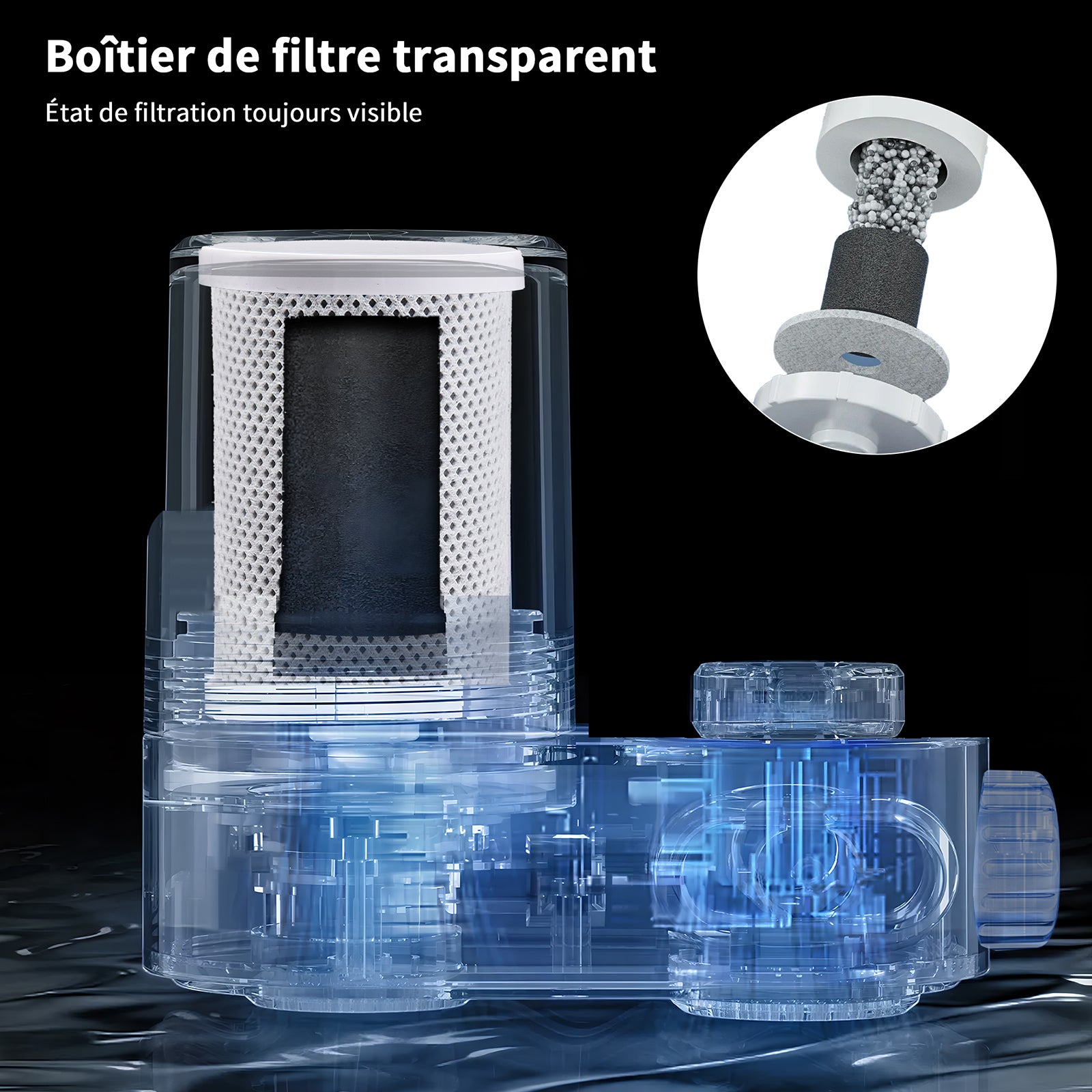 Système de Filtration d'Eau pour Robinet, Filtre à eau Gris - Élimine l'Oxyde, le Chlore, les Nitrates, les Sédiments et les Pesticides - 4