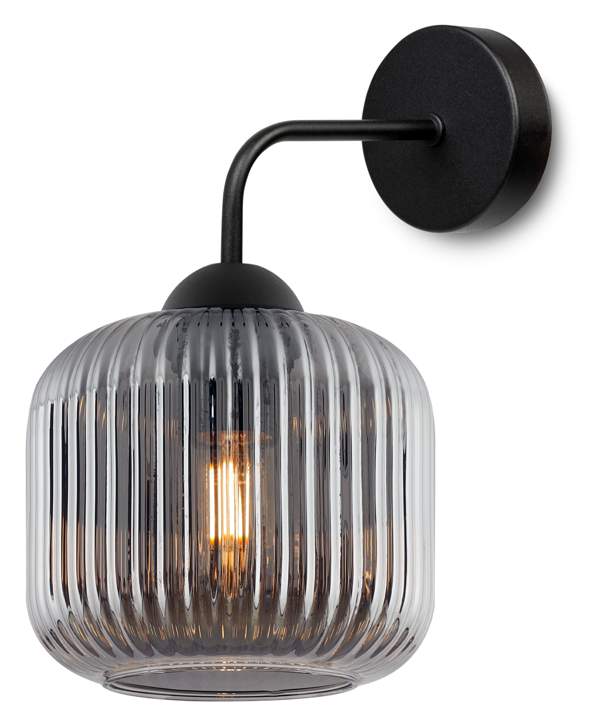 Lampa kinkiet ścienny Riffle loft 1xE27 klosz walec szklany grafitowy Light Home LH