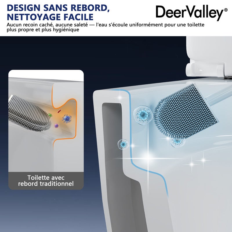 WC Suspendue Blanche en Céramique Design Sans Rebord avec Abattant Soft Close et Style Moderne Élégant - 3