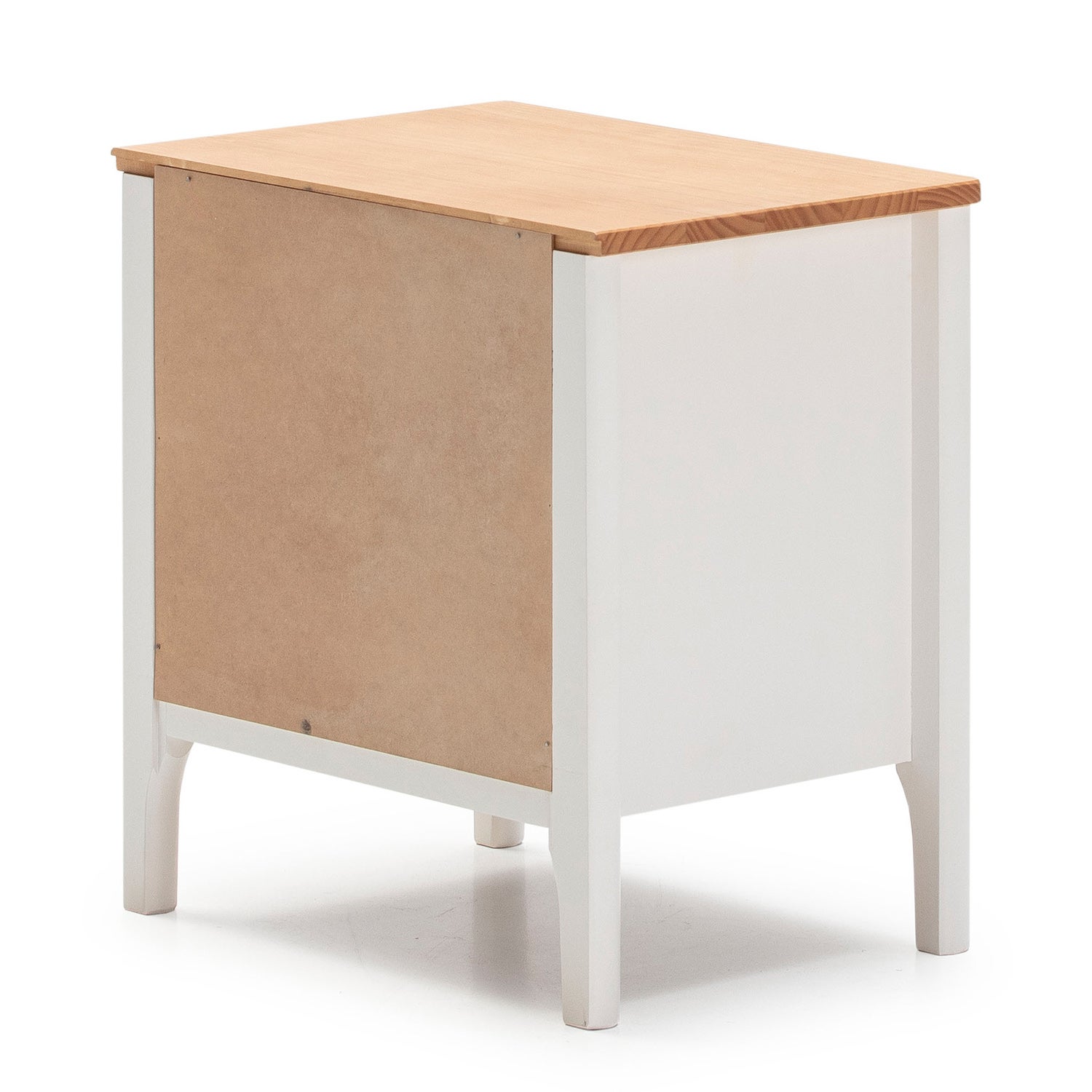 Table de chevet Luca 2 tiroirs couleur blanc, bois massif - 5