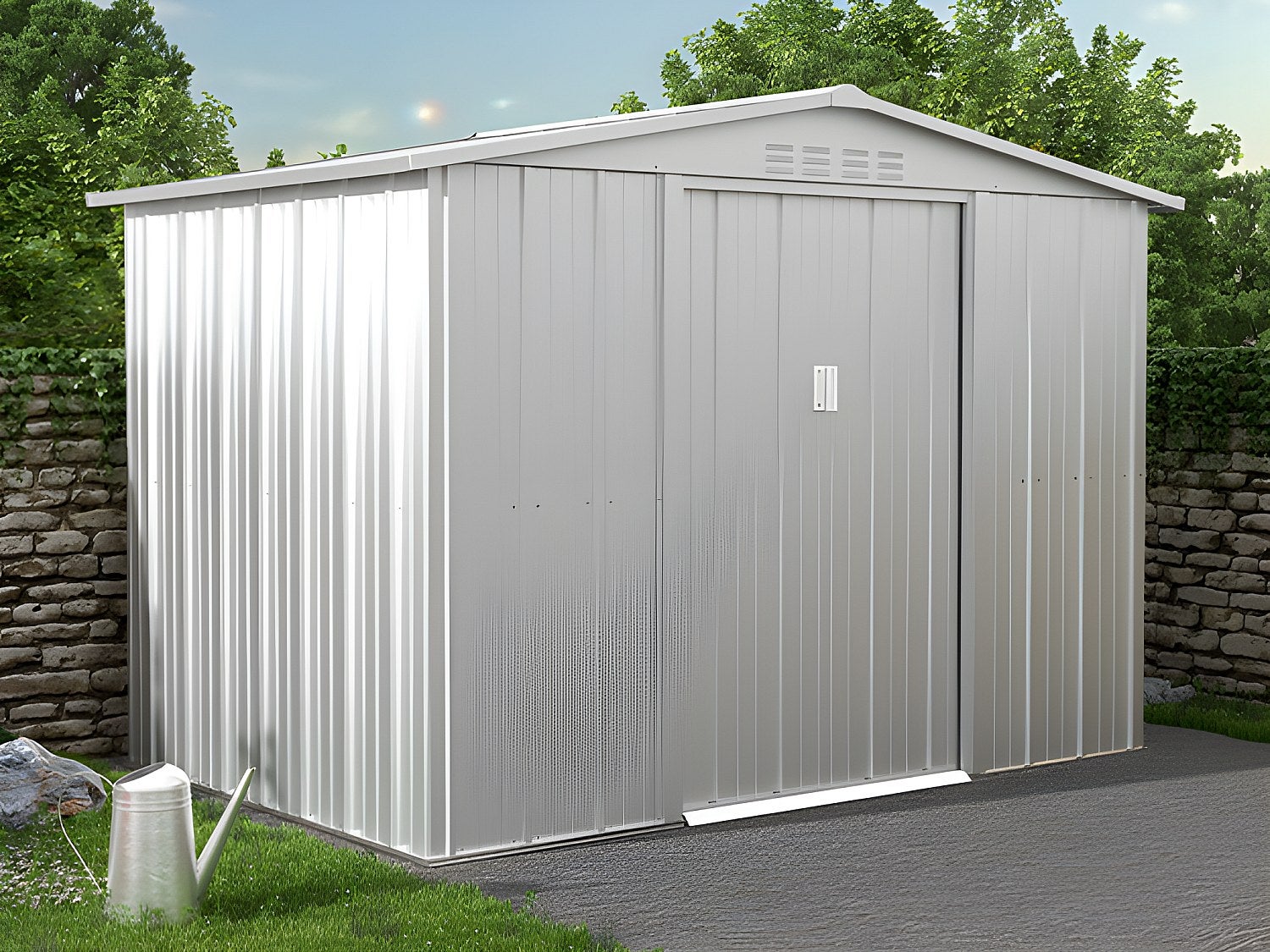 Wiata ogrodowa LINUS ze stali galwanizowanej w kolorze szarym – 4,91 m²