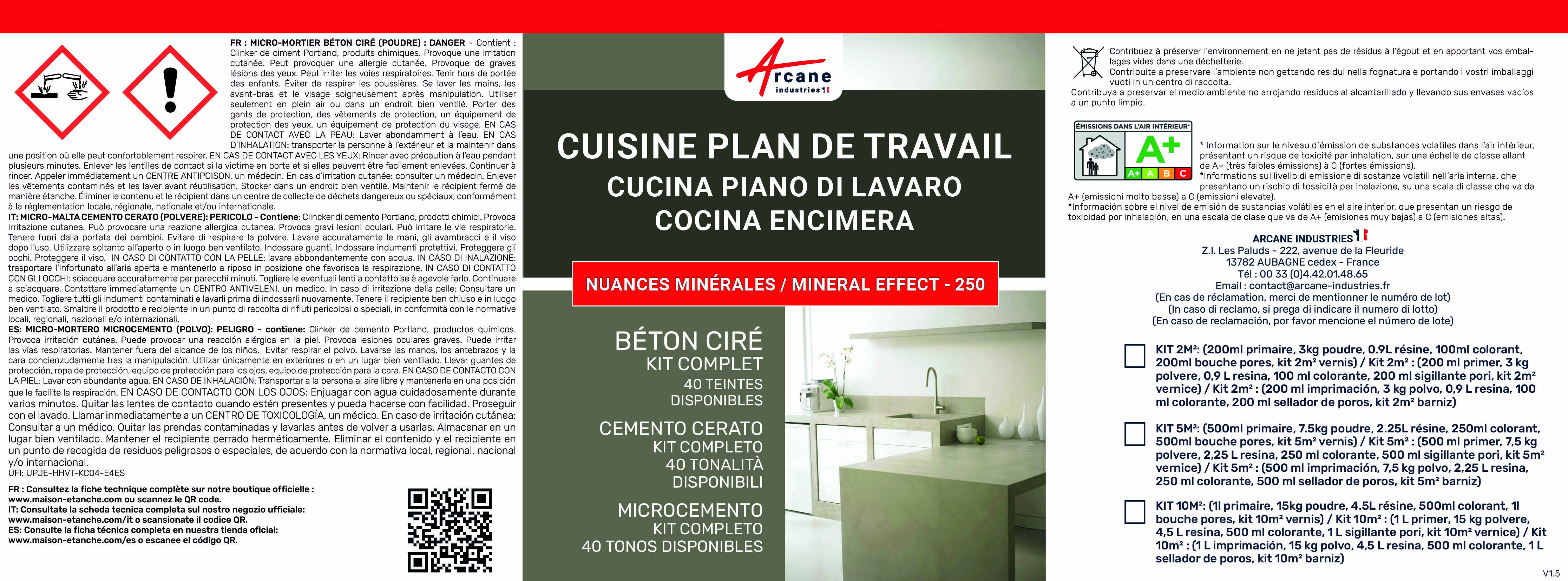 BÉTON CIRÉ - KIT BÉTON CIRÉ CUISINE ET PLAN DE TRAVAIL - 10 m² (en 2 couches) Crème Ivoire - ARCANE INDUSTRIES - 3