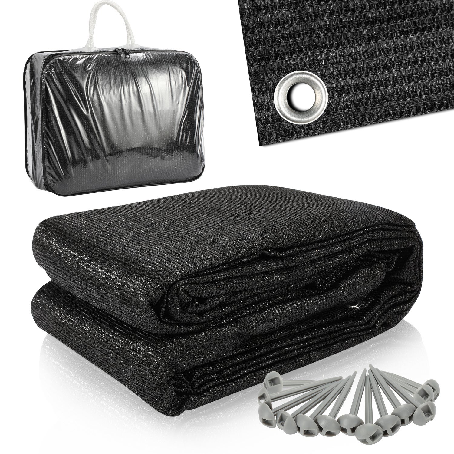 Dywanik campingowy 250x300 cm HDPE PEHD Czarny Myjny w pralce dla łatwej czyszczenia