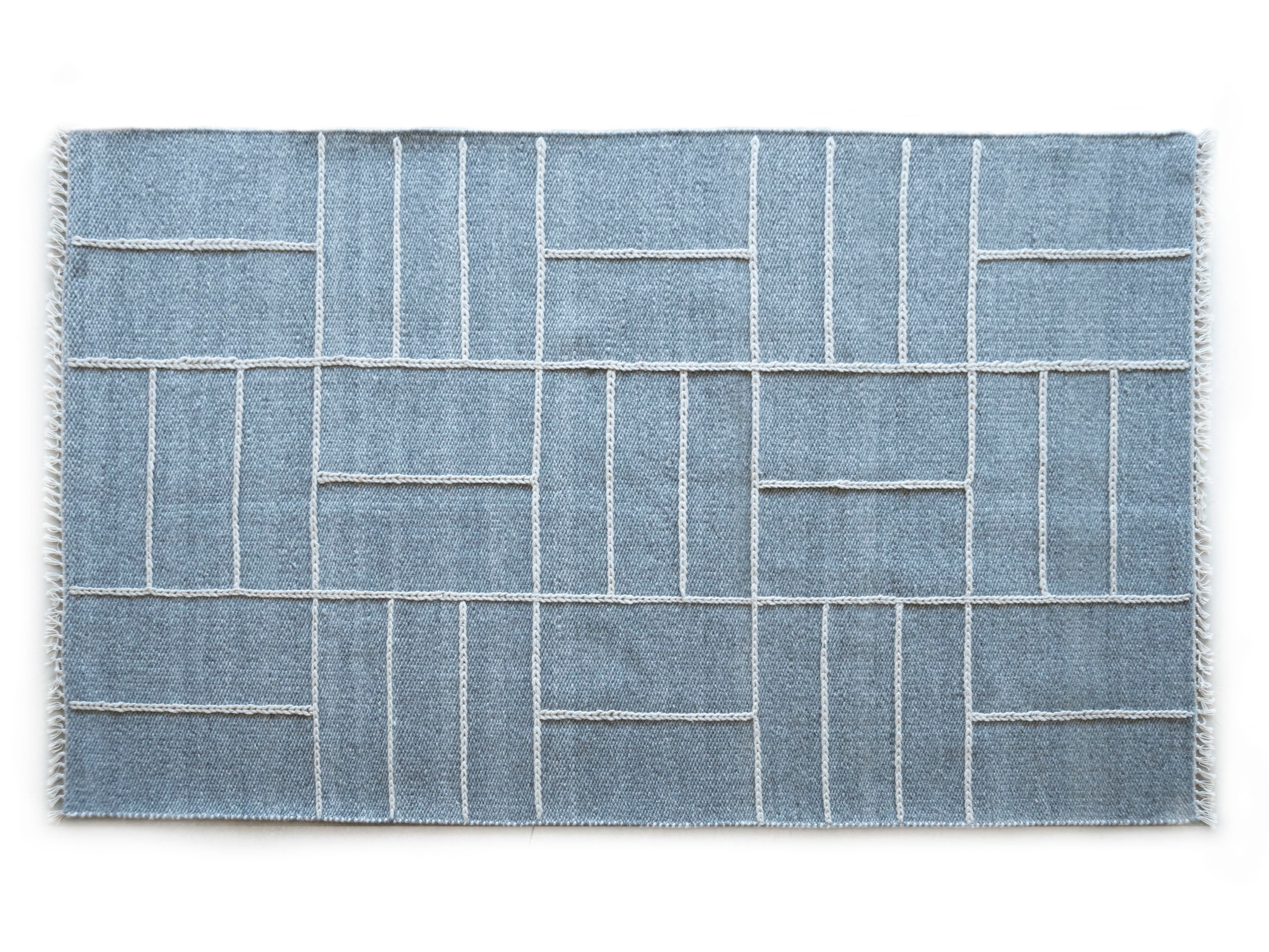 Dywan Way Szaro-Niebieski 160x230 cm – Ręcznie tkany na poziomym krośnie, wysoka jakość do nowoczesnych wnętrz