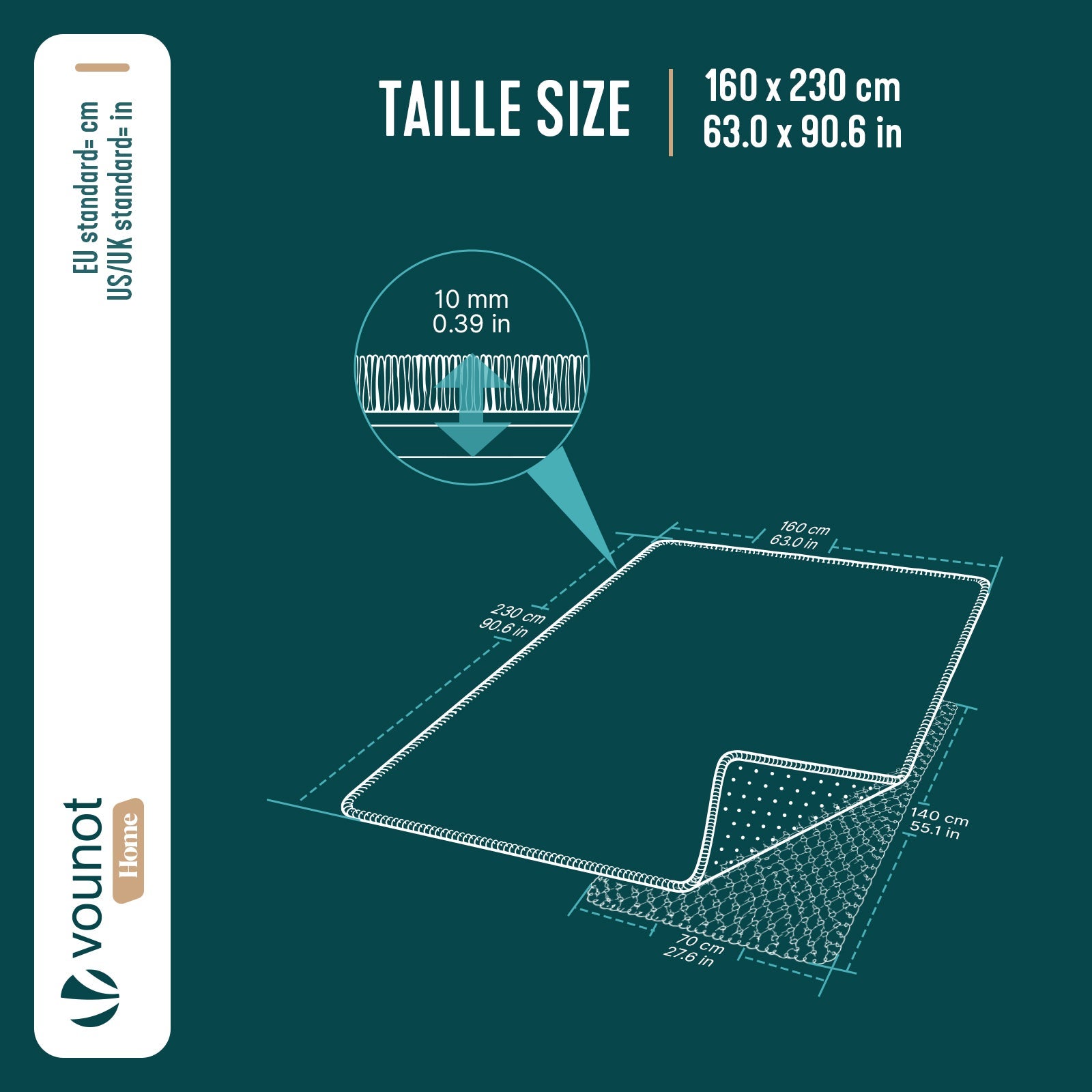 VOUNOT® Alfombra Moderna para Salón 160x230 cm, Crema - 3