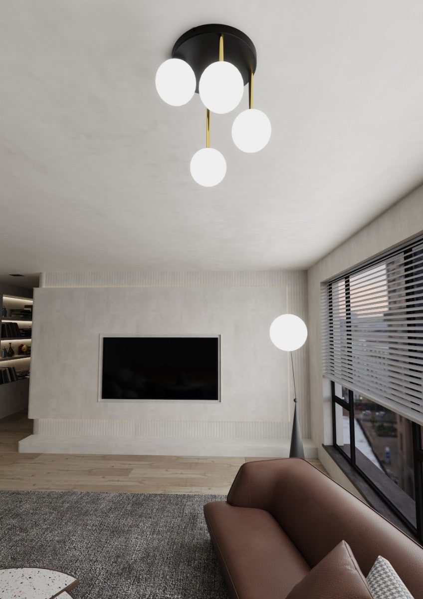 Lampa wisząca Dolce czarno-biała 4xE14x10W kule wym: 40 x 40 cm szkło Emibig - 5