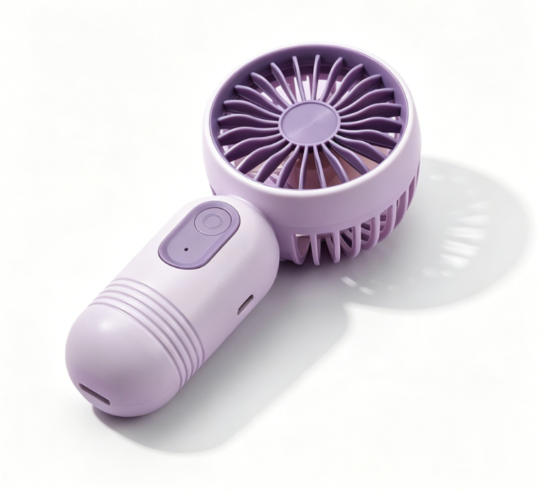 Ventolino USB Con Spruzzino E Clip: 4 Velocità, Nebbia Rinfrescante, Ricarica Type-C, Per Casa Ufficio Campeggio – Viola