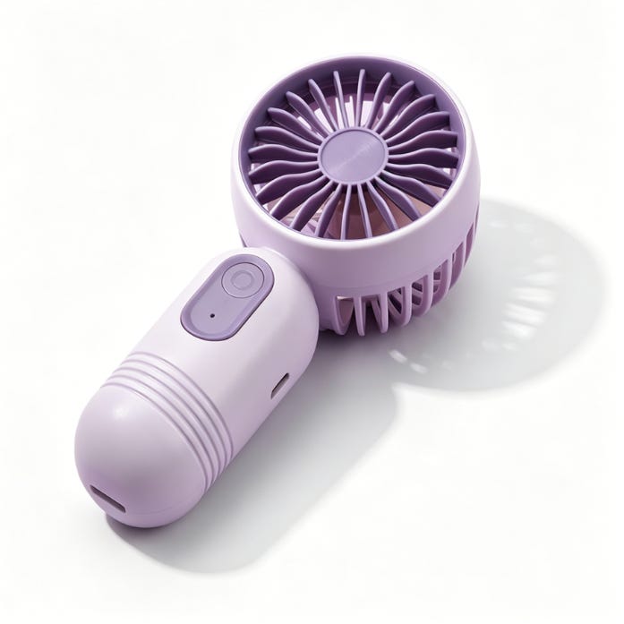 Ventolino USB Con Spruzzino E Clip: 4 Velocità, Nebbia Rinfrescante, Ricarica Type-C, Per Casa Ufficio Campeggio – Viola