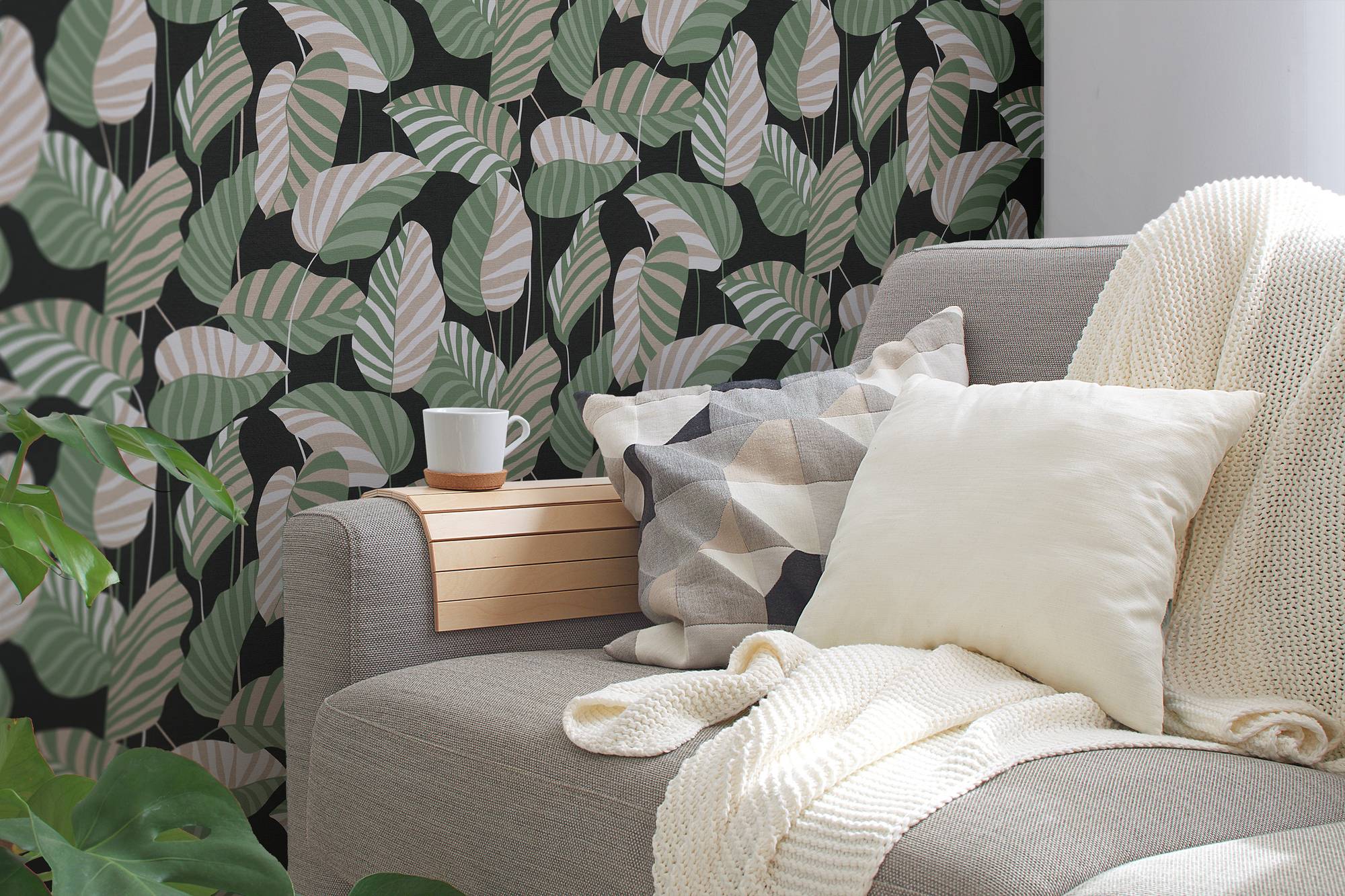 A.S. Création, carta da parati in tessuto non tessuto, carta da parati floreale, vegetale, rotolo 10,05 m x 0,53 m, AS390942, Nero, Verde - 4