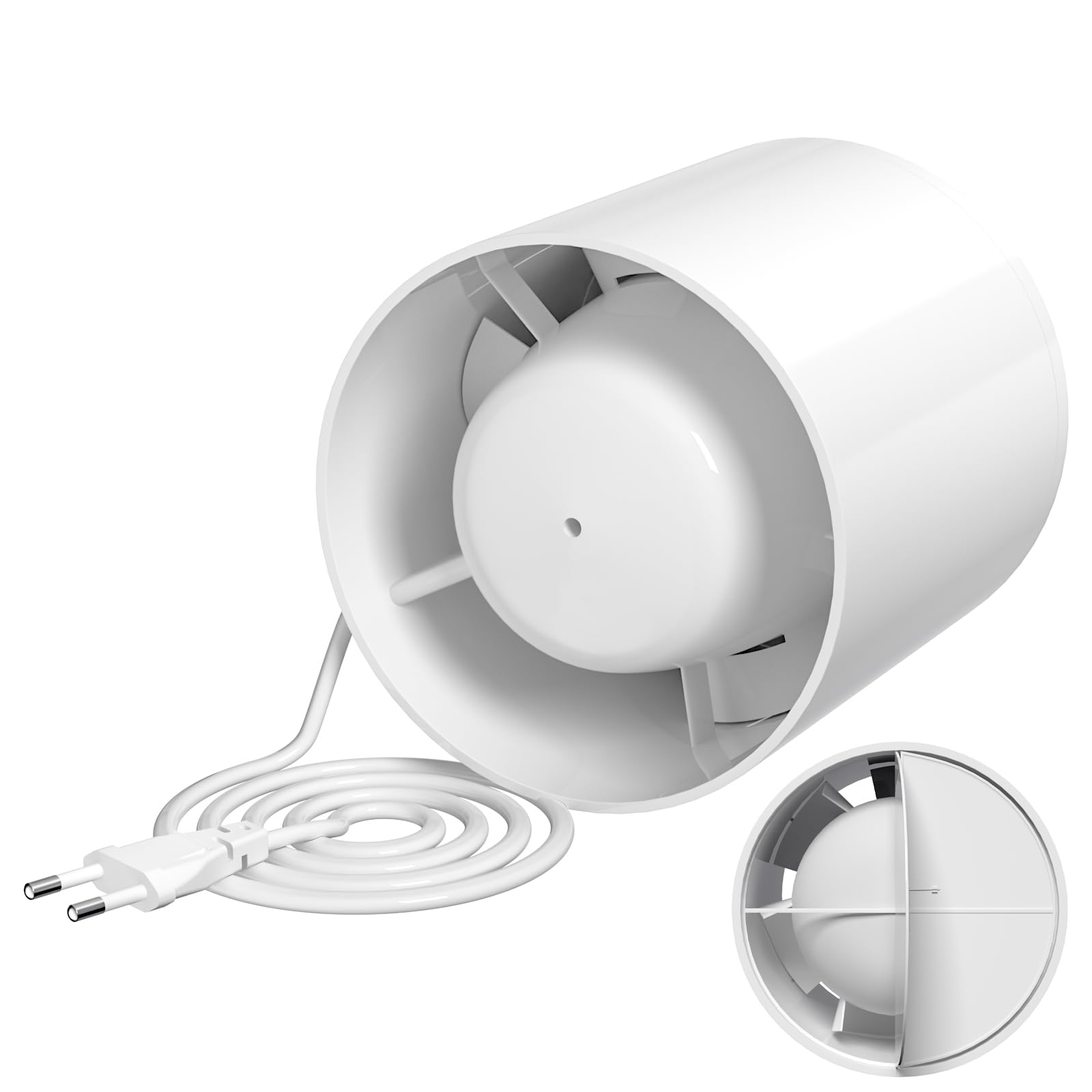 Ventilatore Da Bagno In ABS 150 Mm, Silenzioso 40 DB, 100 M³/h, Con Valvola Antiritorno E Spina UE