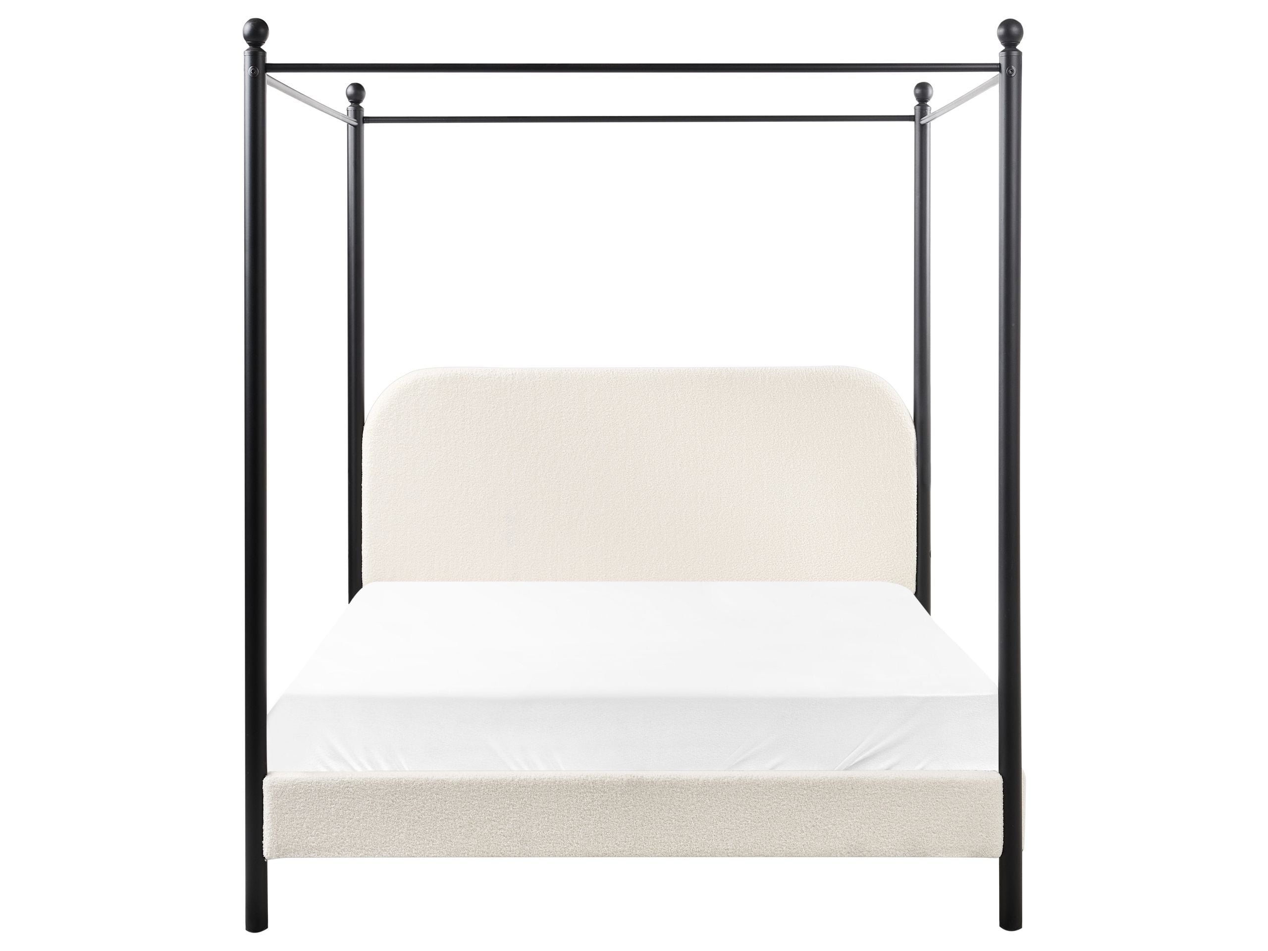 Cama com dossel Bouclé DANNEMOIS 140 x 200 cm Branco creme - 5