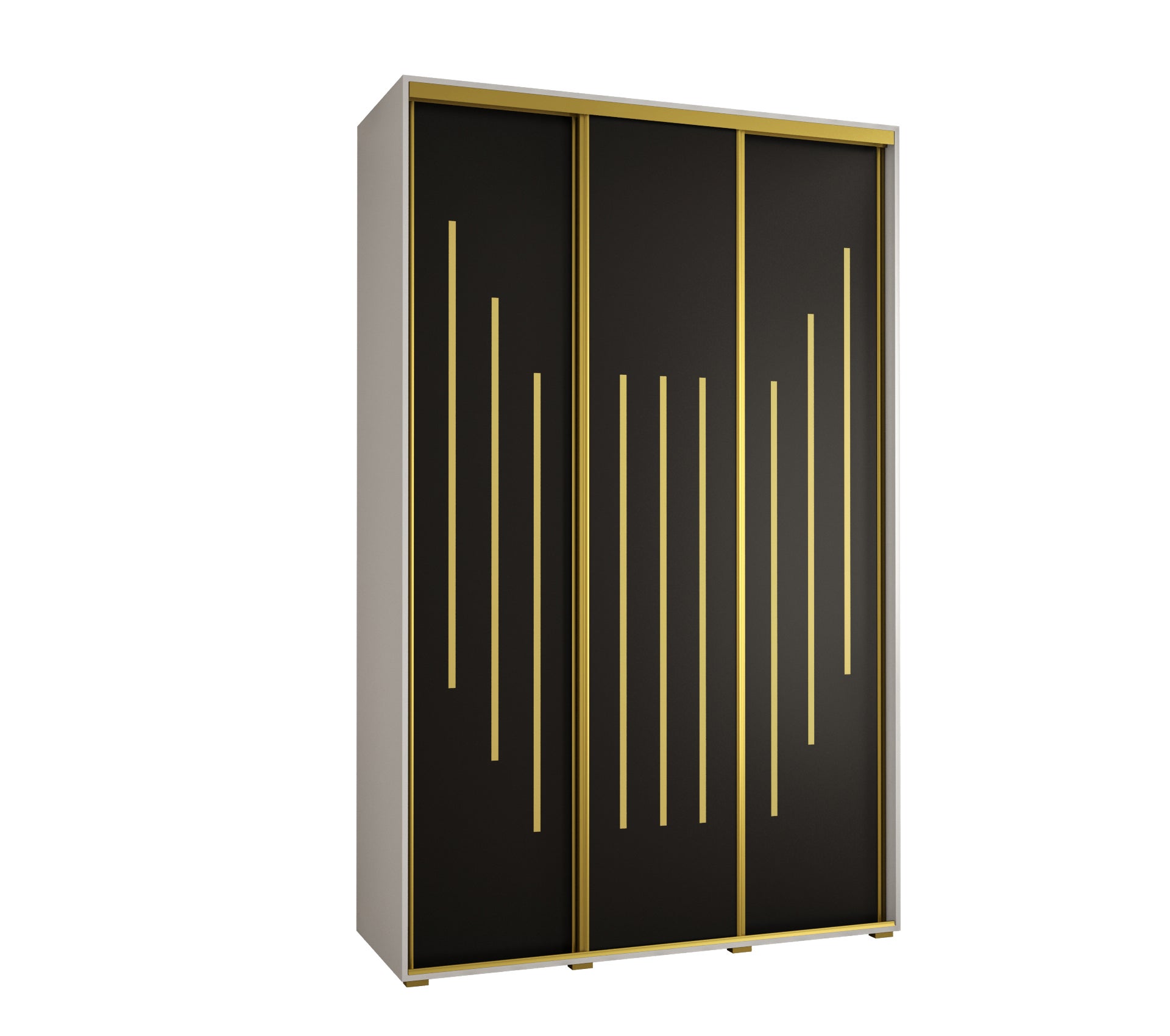 Szafa przesuwna wysoka Davos 8 150 x 60 x 235,2 cm biały + czarny + u. złoty - Abiks Meble